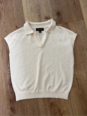 Truth Cream Textured Knit Polo Tank